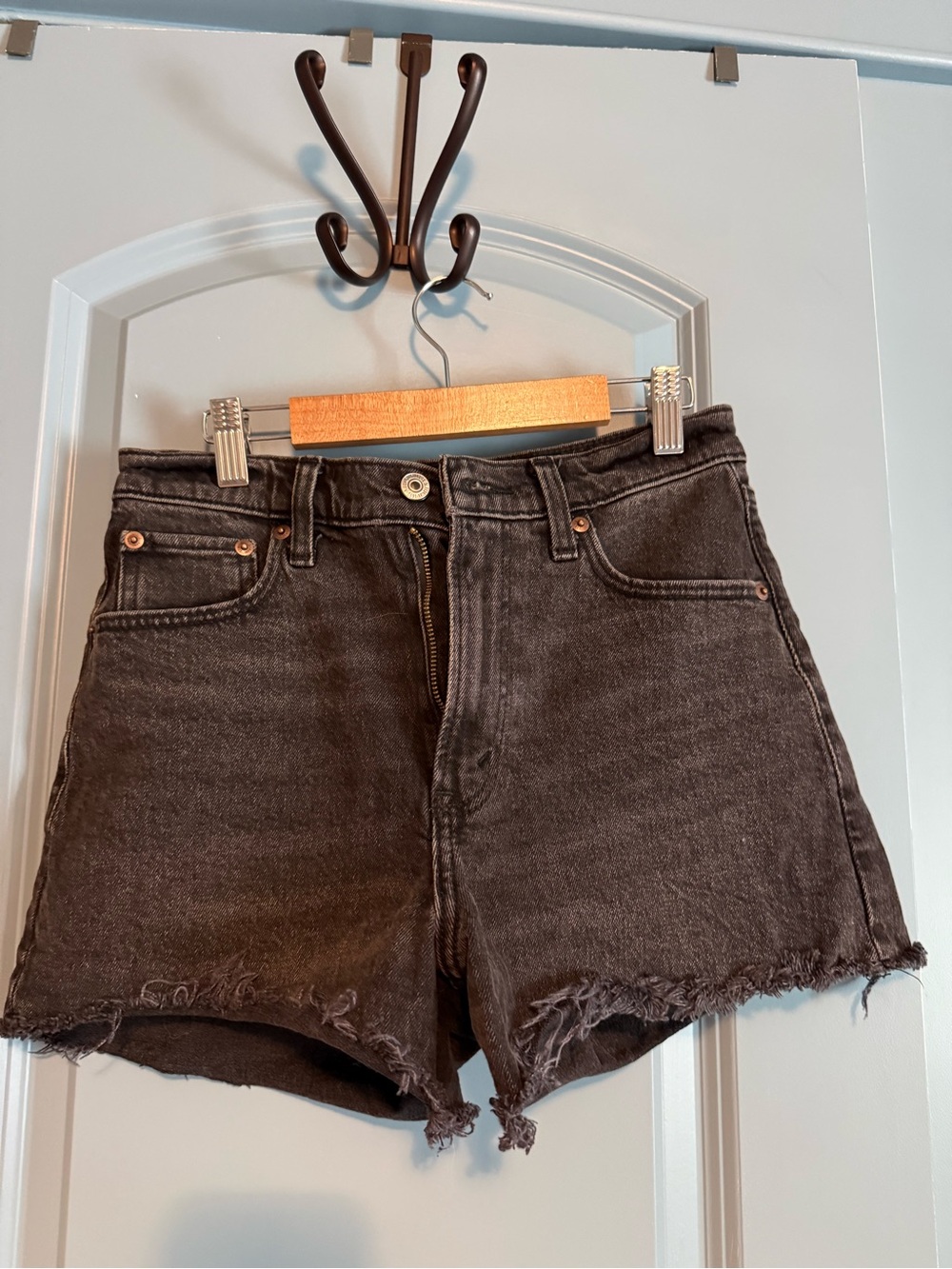 A&F High-Waist Black Denim Cutoff Shorts